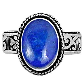 Lapis Lazuli Ring Size 5 Sterling Silver Plated For Women, Blue Stone September Birthstone Southwest Bohemian Jewelry Christmas Mother's Day Gifts For Her