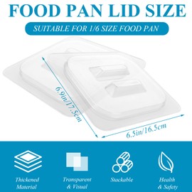 LOPYXBR 15 PCS Polycarbonate Food Pan Lids with Handle 1/6 Hotel Pan Lids Plastic Food Pan Cover 1/6 Clear Steam Pan Cover for Restaurant Food Container and Storage Fruits, Vegetables
