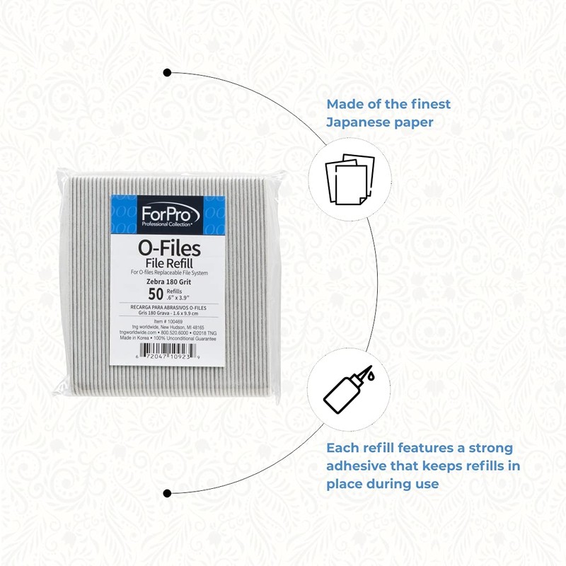 ForPro Professional Collection O-Files Replaceable File System, Zebra, 180 Grit,