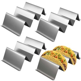Pack of 4 Taco Holder, Taco Stand Made of 304 Stainless Steel with Handles, Holder Stand in Waveshape, Dishwasher Safe Holder Set, Taco Rack for Holding Tacos, Hot Dogs, Sandwiches and Pancakes