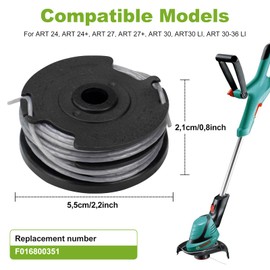 F016800351 Thread Spool for Bosch Art 24 27 30 30-36 LI Grass Trimmer Line Replacement Spool 6 m Pack of 9