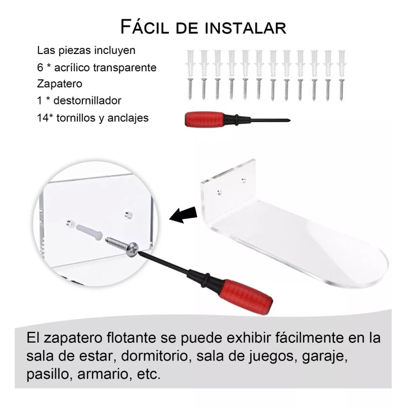 Estantes De Zapatos Flotantes De Acrílico, Estante De Pared