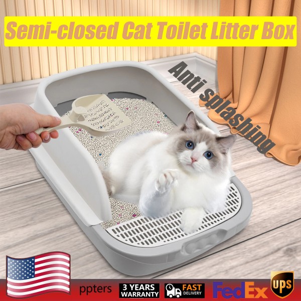 Cat Litter Box Anti splashing Semi-closed Cat Toilet Litter Box