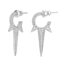 Obidos White Gold Hoop Earrings - Spike Huggie Small Hoop Earrings for Women Boho Simple Hypoallergenic Statement Earrings