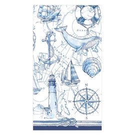 Caspari To The Lighthouse Guest Towel Napkins - 15 Guest Towel Napkins per Pack