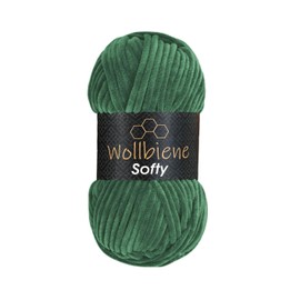 Wollbiene Softy 100 g chenille wool for crochet, knitting wool, baby wool, chenille wool, super bulky crochet yarn (emerald 52)