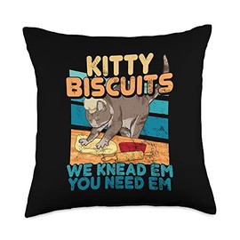 Kitty Biscuits We Knead Em You Need Em Bread Maker Kitty Biscuits We Knead Need Em Cat Lover Baker Throw Pillow, 18x18, Multicolor