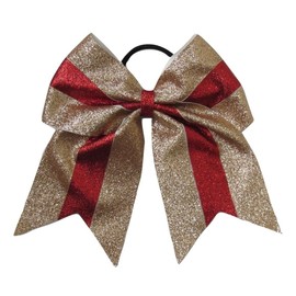 "Handmade" NEW "GLITTER Gold & Red" Cheer Bow Pony Tail 3" Ribbon Girls Hair Cheerleading