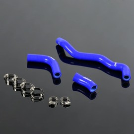 PIT66 Silicone Radiator Tube Hose Kit,Compatible with 2002-2015 Suzuki DRZ400S DRZ400SM Blue with Clamps