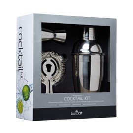 BarCraft KCDLBSET3 Cocktail Making Set with Recipe Leaflet in Gift Box, Stainless Steel, 3 Pieces