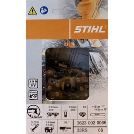 STIHL 33RS 66 Rapid Super Chainsaw Chain 18" Bar 3/8 Pitch .050 Gauge
