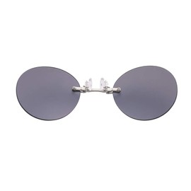 YAMEE Retro Round Clip-On Nose Sunglasses Matrix Morpheus Movie Rimless Clamp Glasses, 4 Colors (Gray)