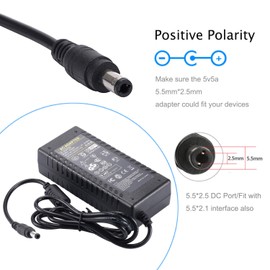 5V 5A Power Supply Adapter - COOLM AC 100-240V DC 5 Volt 5amp 25W Power Converter Charger 5.5mm x 2.5mm Plug for LED Strip Lighting