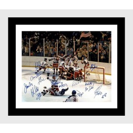 Generic Framed 1980 Olympic Hockey Miracle on Ice Autograph Replica Print (Black, 16x20)