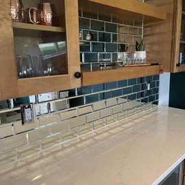 3" X 10" Glass Mirror Subway Backsplash Kitchen Bathroom Beveled Edge Brick Tile (Silver, 10 Tiles 2sq.ft)