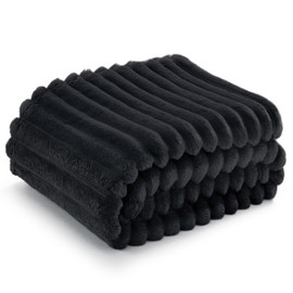 Bedsure Bedsure Twin XL Blanket for Couch - GentleSoft Cozy Soft Blankets for Women, Cute Small Fleece Throws for Girls, Black, 66x90 Inches