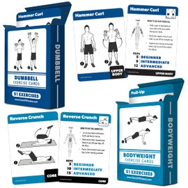 2 Pack - Bodyweight & Dumbbell Fitness Workout Cards - Over 100 Exercises