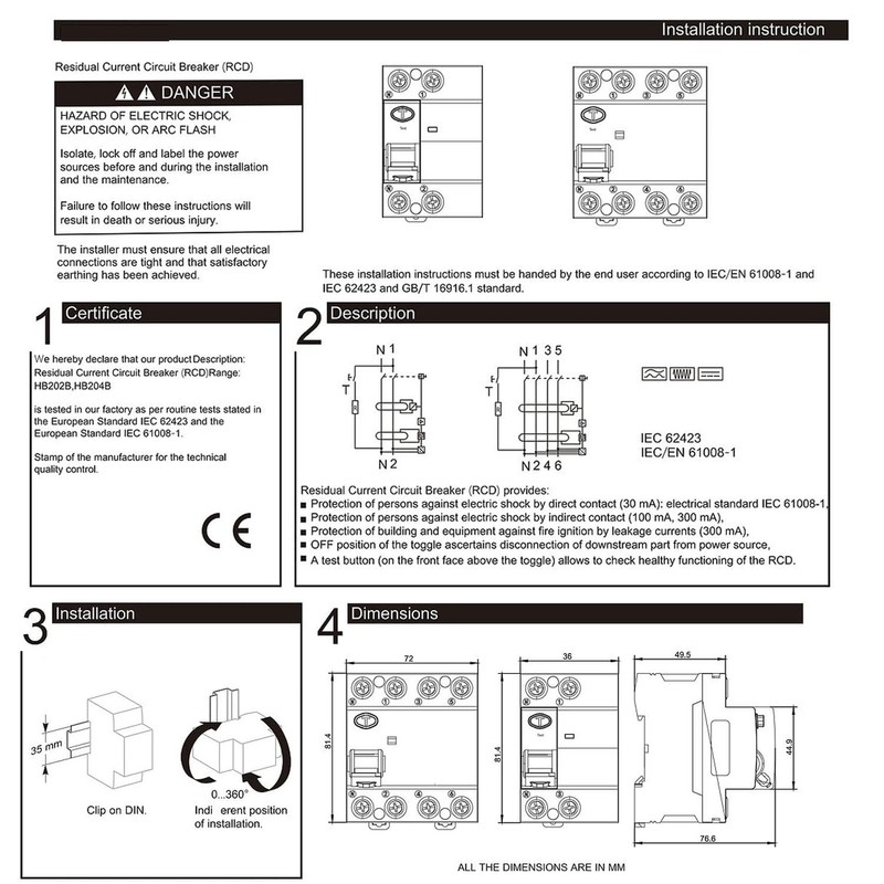 Warmfay FI Residual Current Circuit Breaker RCD Type B 63A