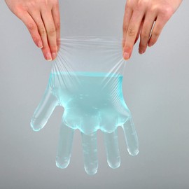 Disposable Plastic Gloves with Box, 200PCS Large Thick Food Prep Gloves for Cleaning, Cooking, Barbecue, Hair Treatment (Clear)