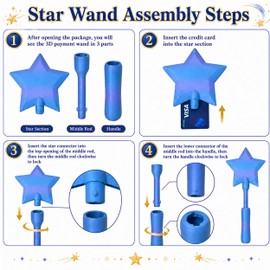 BonneChance 3D Printed Credit Card Wand Tap to Pay, Star Magic Wand Contactless Payment Card Holder, Suitable for Kids Pranks and Contactless Payments (Rainbow)