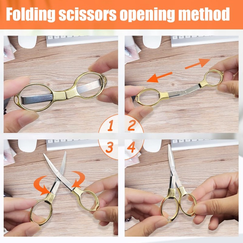 2PCS Folding Scissors, Portable Travel Scissor, Gift for Men Glasses