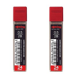 rOtring 0.5mm 2B Super Polymer Pencil Lead - 48 Leads in Total - Pack of 2 Tubes - Refills for Mechanical Pencils
