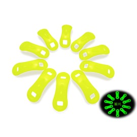 Quick Click! Ultra Lightweight 0.04 oz (1 g) Luminous Flexible Metal Fittings, Medium Size (for Rope Diameter 0.12 - 0.2 inches (3.0 - 5.0 mm) Diameter, Pack of 10 (Phosphores)