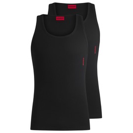 HUGO Men's Tank Top Twin Pack of Two Stretch Cotton Tank Tops with Logo, New - Black1