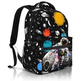 MORGOMON Space Astronaut Backpack for Boys & Girls Backpack for Kids Astronaut Print School Bag Lightweight Waterproof Adjustable Bookbag for Children Teens Gamer Travel Daypack