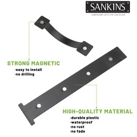 SANKINS Magnetic Decorative Garage Door Hinges Hardware Kit Attractive Curb Appeal Faux Hinges Handles Decor Hardware 1 Carriage Door Accents 8 Hinges + 4 Handles Black