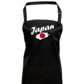 ShirtInStyle Cooking Apron Bib Apron Japan Flag Country Countries, black