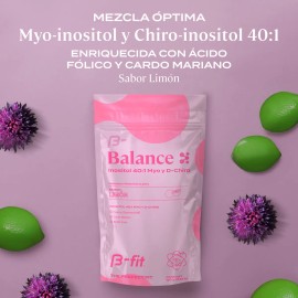 B-FIT Myo Inositol y D Chiro Inositol En Polvo Sabor Limón 150g 30 Porciones