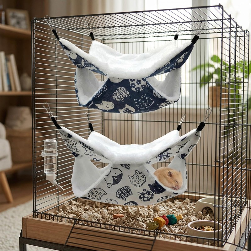 2 Pcs Rat Hammock, Ferret Hammock, Soft Warm Hanging Bed