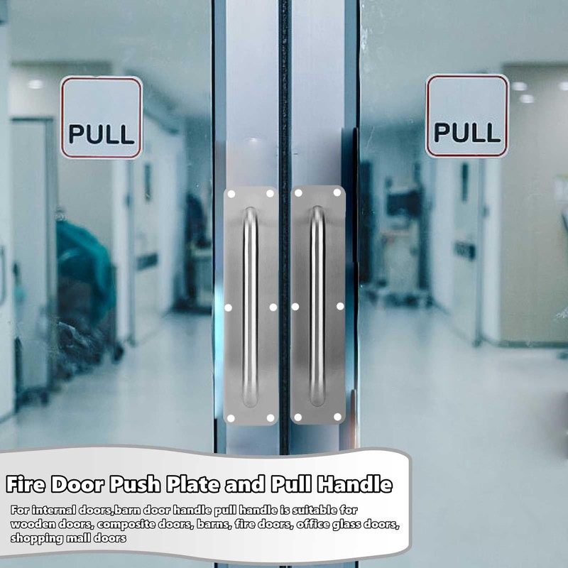 Sliding Door Handle,Fire Door Push Plate and Pull Handle,11.8x3.1inch Stainless