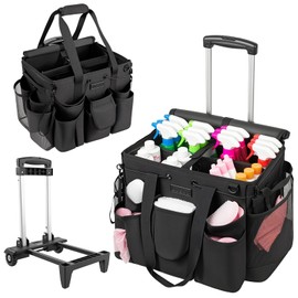 Large Cleaning Caddy for Cleaning Supplies Organizer, Rolling Cleaning Caddy Bags with Wheels for Housekeepers, Cleaning Carts on Wheels for Home Car Office Picnic