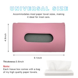 Ohleats Car Tissue Holder, Leather Sun Visor Napkin Holder, Auto Backseat Tissue Mask Case Dispenser for Most Vehicles, Universal Interior Car Accessories Hanging Tissues (Pink)