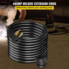 VEVOR Welder Extension Cord 25ft 40Amp 250V, 8 Gauge 3 Prong Heavy Duty Welding Extension Cable with NEMA 6-50P to 6-50R, ETL Listed