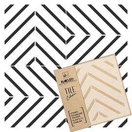 NAKLEO Carvide Tile Reusable Plastic Stencil - 30 x 30 cm - V-Shape Line Herringbone - Moroccan Geometric - Paving Stone Concrete Floor Wall Painting Template Wood