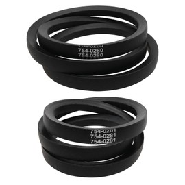 OTOTEC Pack of 2 V-belts for lawnmowers, compatible with MTD, compatible with Mastercut OE 754-0280, 754-0280A, 754-0281, 754-0281A, circumference 134.2 mm, 108.7 mm, width 16.1 mm, black