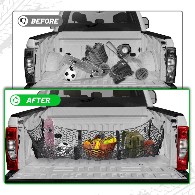 RED WOLF 3 Pocket Truck Bed Cargo Net for Toyota