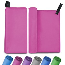 Invool Microfiber Towel, Quick Dry Lightweight Towel in 6 Colours, Super Absorbent and Fast Drying Camping Towel for Travel, Sports, Camping, Gym, Beach, Vacation (M-50cm x 100cm, Pink)