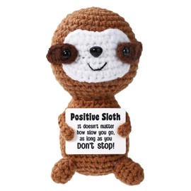 TOYMIS Positive Sloth, Cute Animal Crochet with Positive Messages Knitted Potato Emotional Doll Support Sloth for Motivational Gift Home Office Car Dashboard Decoration(Brown)