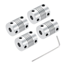 QUARKZMAN 4 Pieces 6.35mm to 6mm Aluminum Alloy Shaft Coupling L25xD19 Flexible Clutch Beam Stepper Motor Joint Connector for 3D Printer CNC Machine DIY Encoder Motor Shaft, Silver