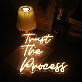 "Trust The Process" LED Neon Sign Word/Letters USB Powered Neon Lights for Kid's Room Home Art Wall Decor ​Window Living Room Decor Christmas Birthday Gift(warm white)