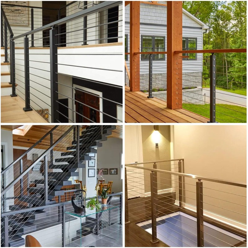 Sidasu 36" Stair Post 30°-Drilled Side Cable Railing Stainless Steel
