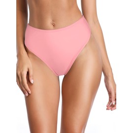 RELLECIGA Women's Light Pink High Cut High Waisted Bikini Bottom Size Medium