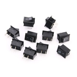 RuoFeng 10 Pcs AC 6A/250V 10A/125V 2 Solder Lug SPST On/Off Mini Boat Rocker Switch Car Auto Boat Round Rocker 2Pin Toggle SPST Switch Snap