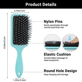 Segbeauty Paddle Brush, Detangling Hair Brush, Wet or Dry Comb, Reduce Frizz and Remove Tangles without Pain, Hairbrush for Long, Thick, Thin, Curly Hair, Barber brush, Hair Tools (Blue)