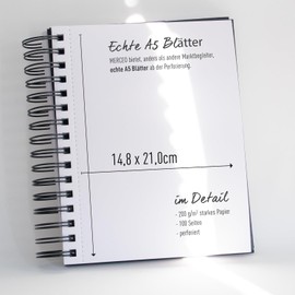 Premium Sketchbook DIN A5 100 Pages, 200 g/m² Paper - Sketchbook Perfect for Artists & Designers or Children - Ideal for Sketches, Drawings & Notes - Robust Hardcover with Ring Binder Binding