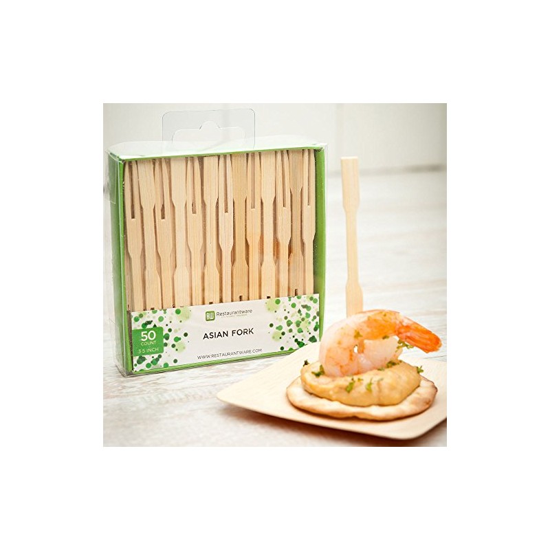 Restaurantware 3.5 Inch Wood Fork Picks 50 Mini Wood Cocktail